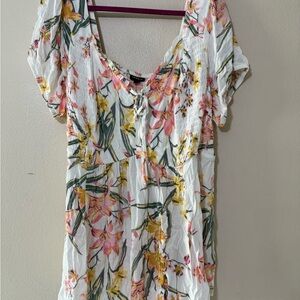 Torrid Floral Blouse with Pink and Yellow Accents